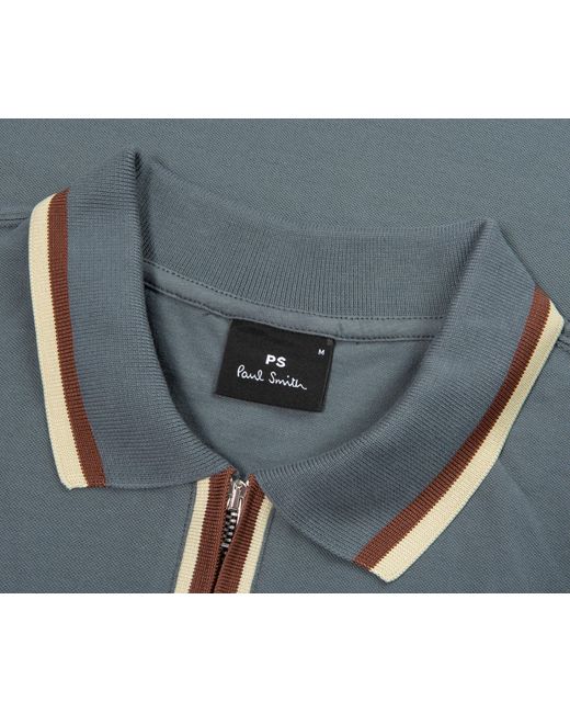 Paul Smith Blue Zip-Up Polo for men