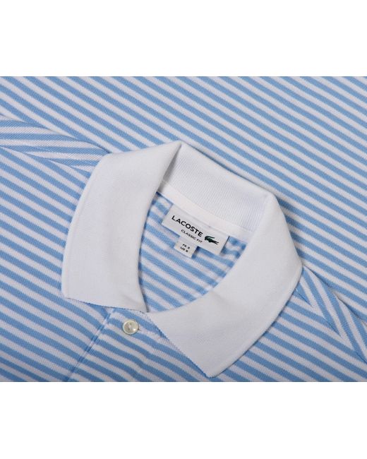 Lacoste Striped Heavy Cotton Polo Sky Blue/white for men