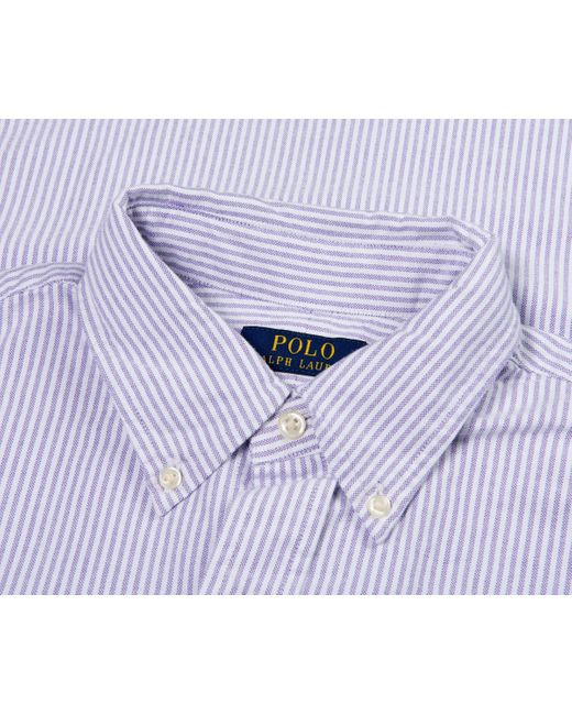 Polo Ralph Lauren Blue Striped Custom Fit Ls Shirt for men
