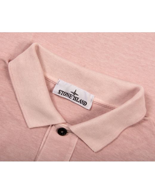 Stone Island Pink Washed Jersey Box Logo Polo Rosa for men