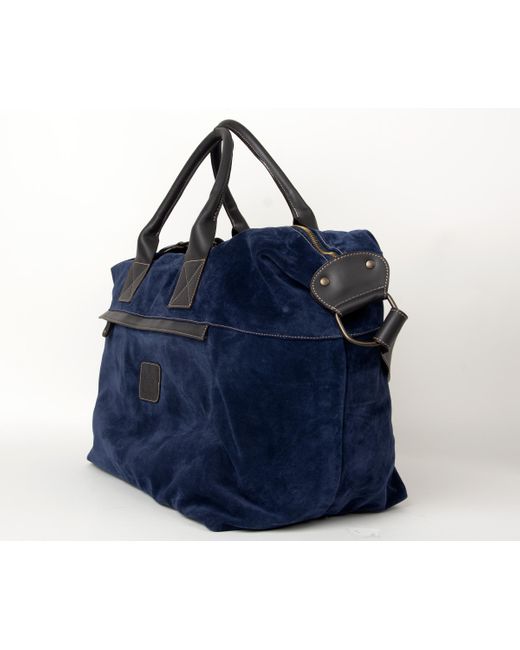 Pockets Blue Calabrese Lipari Suede Medium Bag Navy for men