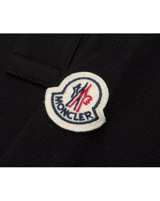 Moncler Black Embroidered Varsity Logo Polo for men