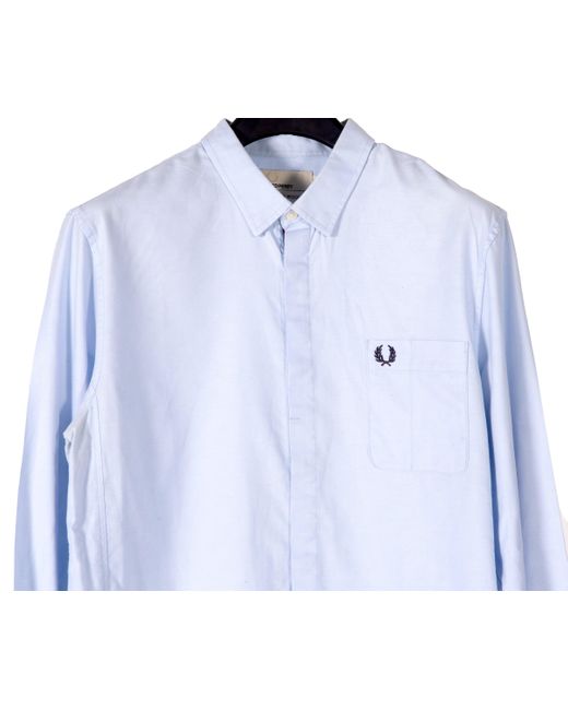 Pockets Re- Fred Perry Bradley Wiggins Ls Shirt Sky Blue for men