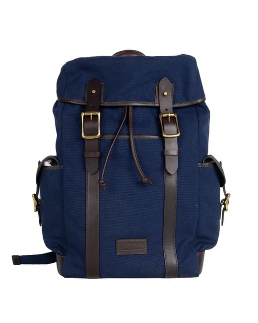 Polo Ralph Lauren Blue Leather-Trim Canvas Backpack for men
