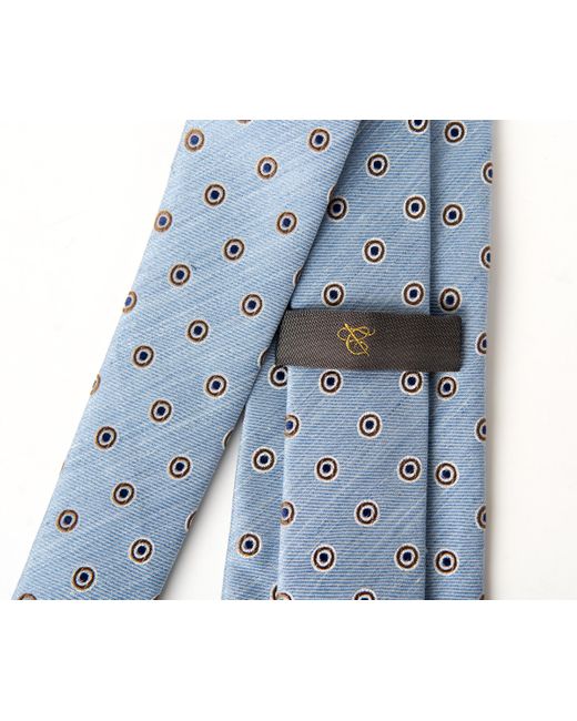 Canali Spot Lined Silk Tie Sky Blue/brown for men