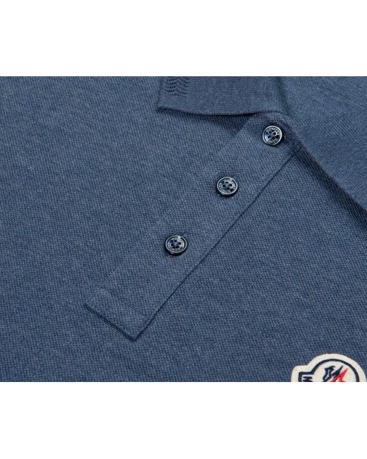 Moncler Blue Logo Patch Piquet Polo for men