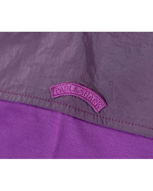 Paul & Shark Purple Nylon Patched Hoodie Magenta for men