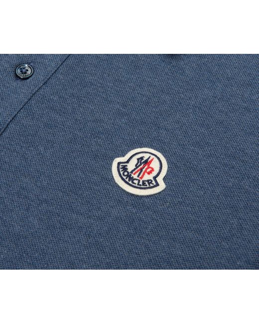 Moncler Blue Logo Patch Piquet Polo for men