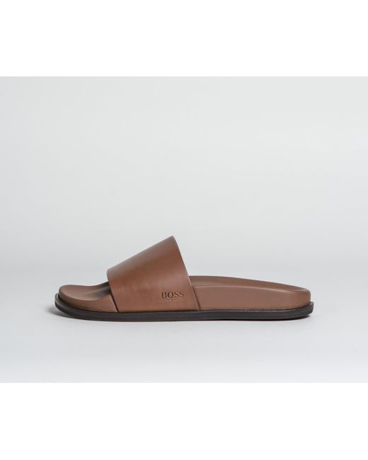 Boss cliff leather slide sandal cheap
