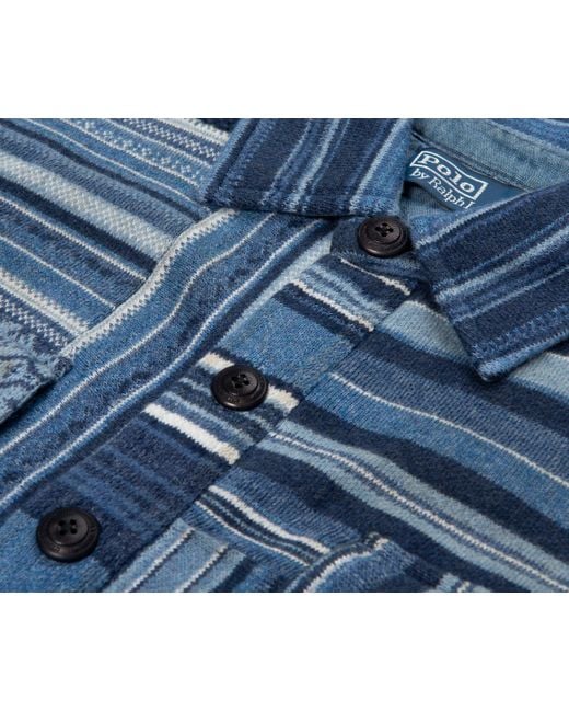 Polo Ralph Lauren Blue Patchwork Cotton Shawl Cardigan for men