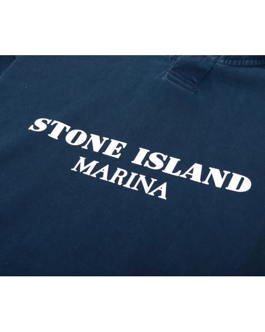 Stone Island Blue Marina Marina Mid Logo Hoodie Navy for men