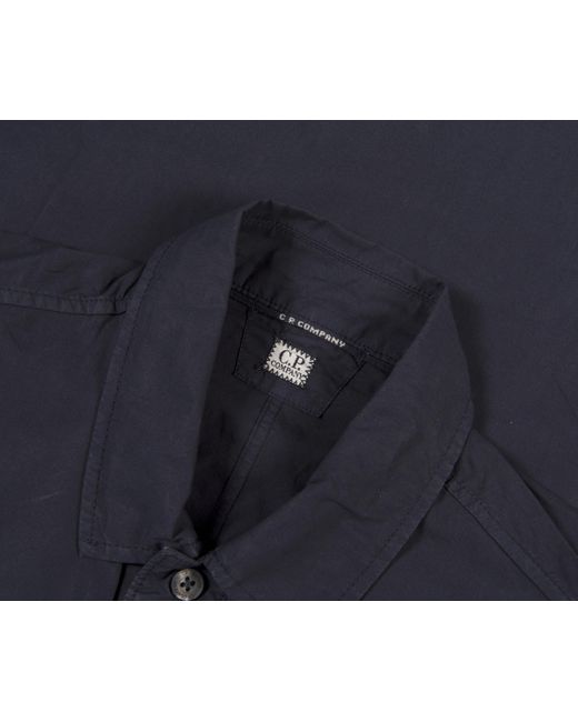 C P Company Blue Double Pocket Utility Shirt Total Eclipse for men