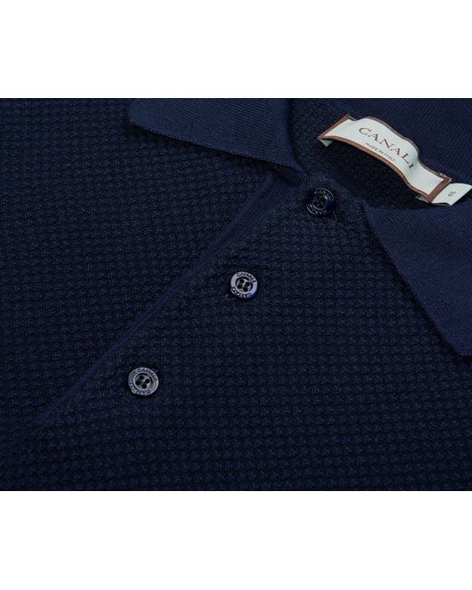 Canali Blue Micro-Structured Polo for men