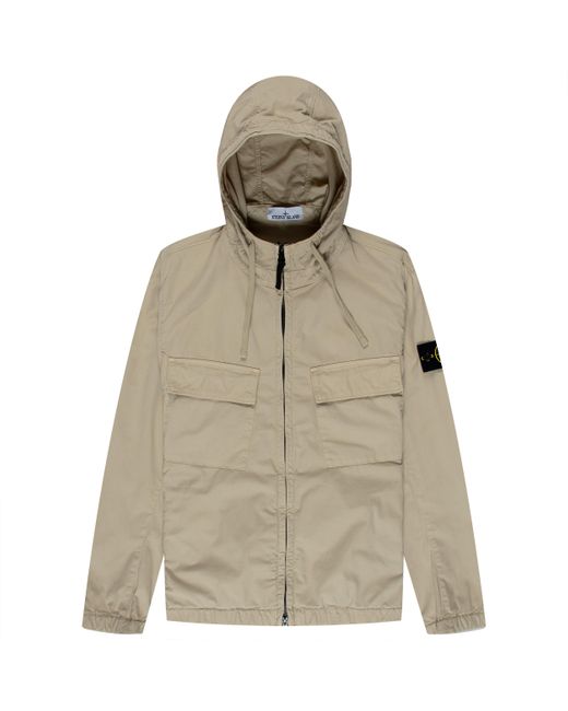 Stone Island Natural Supima Cotton Twill Hooded Jacket Beige for men