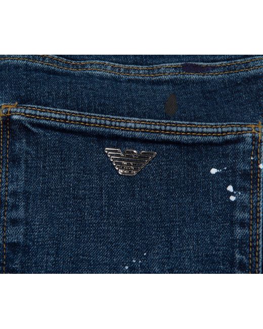 Emporio Armani Blue J06 Paint Splattered Jeans for men