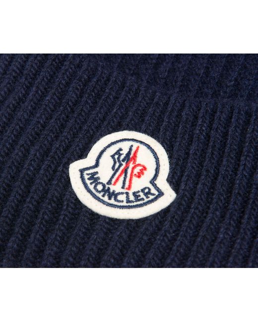 Moncler Blue Logo Beanie for men