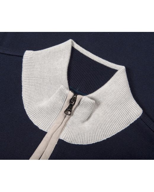 Paul & Shark Blue Contrast Collar 1/4 Zip Sweatshirt Navy for men