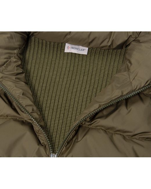 Moncler Green Padded Knitted Arm Jacket Khaki for men