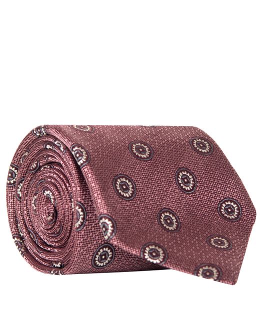 Canali Purple Floral Medallion Patterned Silk Tie Pink for men