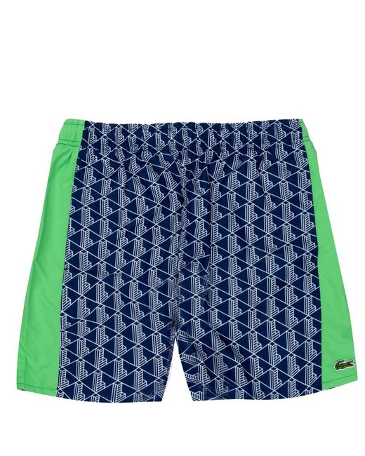 Lacoste Blue Monogram Swim Shorts for men