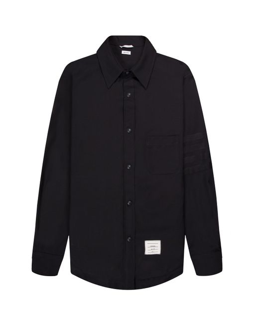 Thom Browne Blue Full Button Wool Overshirt Jacket Navy for men