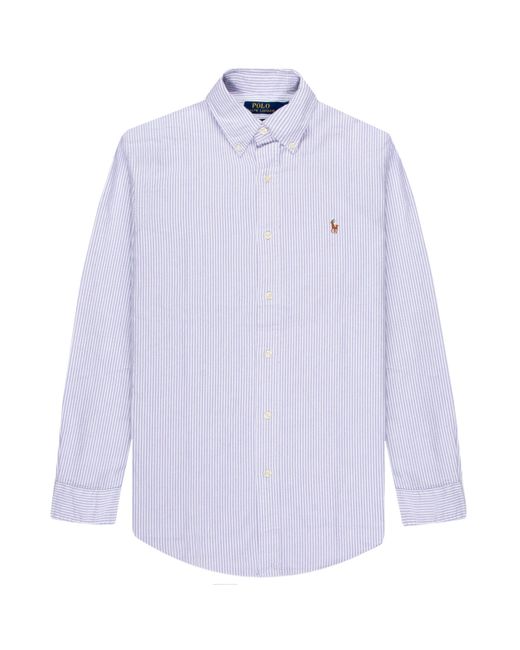 Polo Ralph Lauren Blue Striped Custom Fit Ls Shirt for men