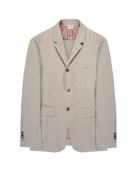Thom Browne Gray Seersucker Pinstriped Suit Grey for men