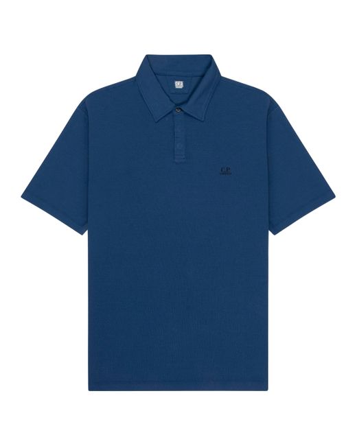 C P Company Blue Crepe Jersey Polo for men