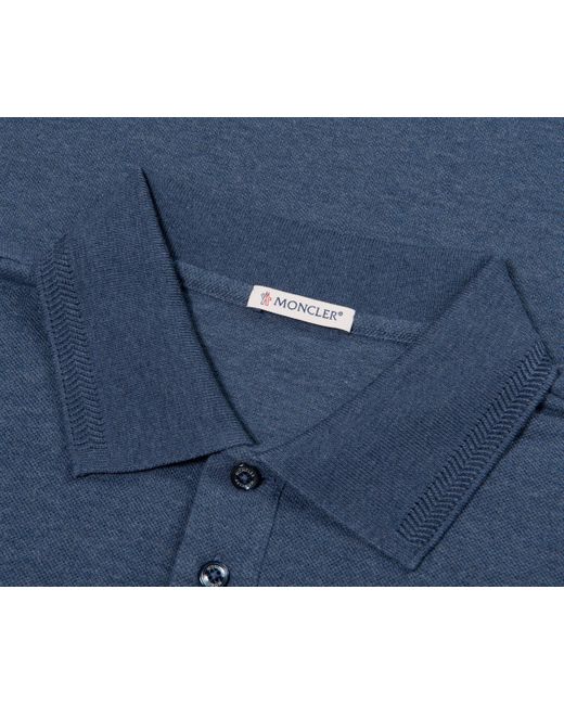 Moncler Blue Logo Patch Piquet Polo for men