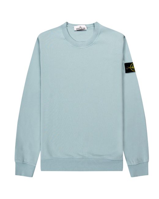 Stone Island Garment Dyed Crew Neck Sweatshirt Sky Blue for men