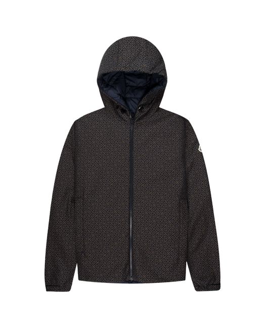 Moncler Black Guery Monogram Reversible Hooded Short Down Jacket for men