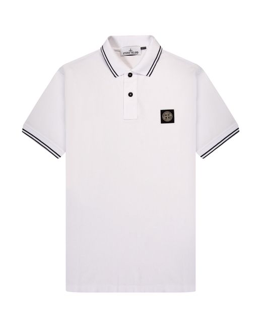 Stone Island White Box Logo Polo for men