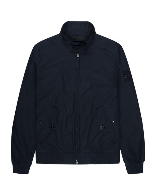 Stone Island Ghost Blue Weatherproof Cotton Canvas Harrington Jacket for men