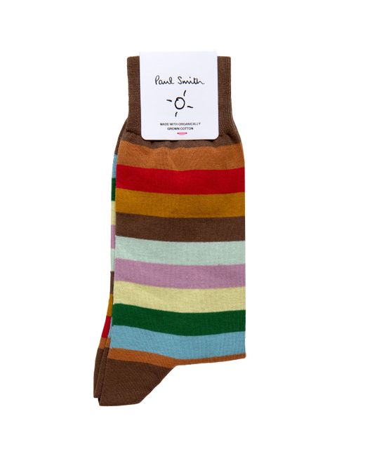 Paul Smith Red Floyd Striped Sock Chocolate for men