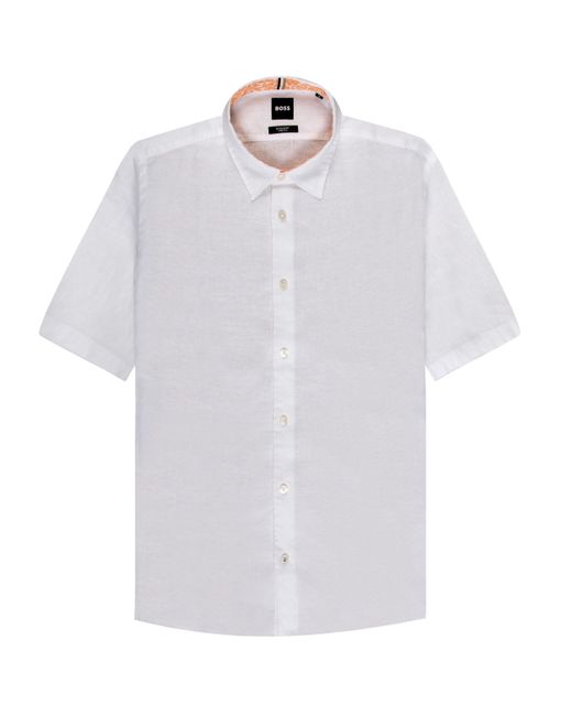 Boss S-liam Linen Ss Shirt White for men