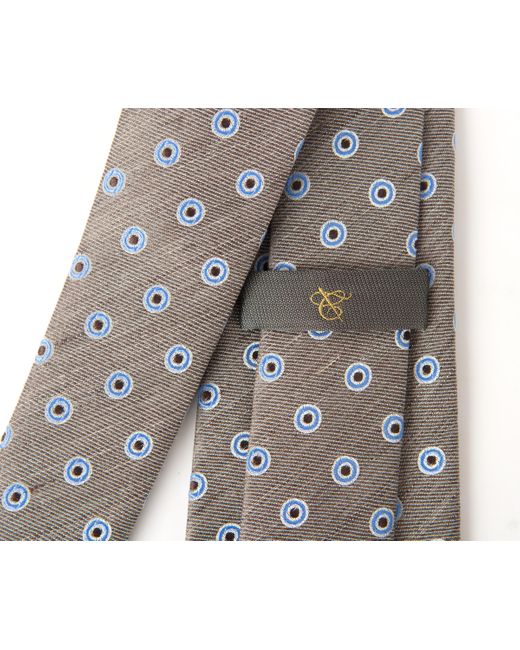 Canali Gray Spot Lined Silk Tie Blue/brown for men
