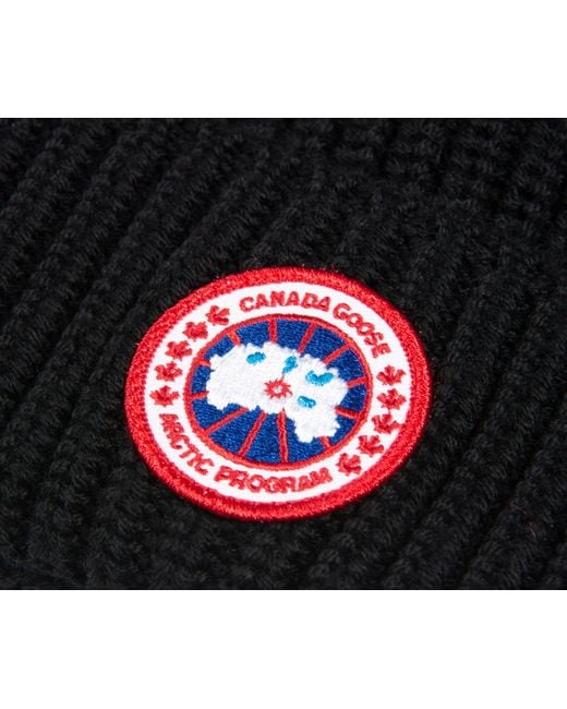 Canada Goose Black Rib Toque Beanie for men