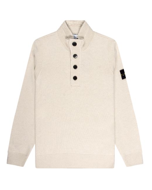 Stone Island Natural 1/4 Button Knitted Jumper for men