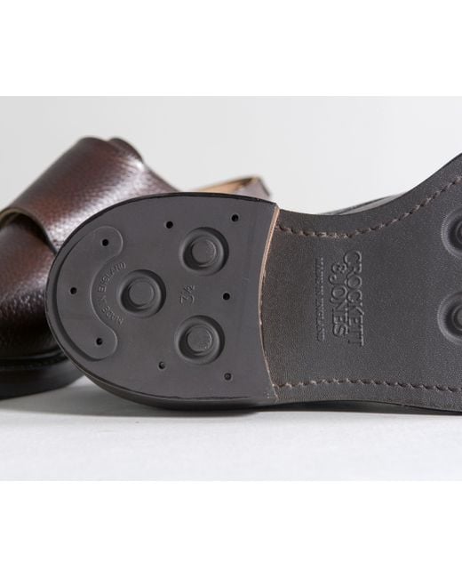 Crockett and Jones 'harrogate' Country Calf Grain Double Monk Shoes Dark Brown for men