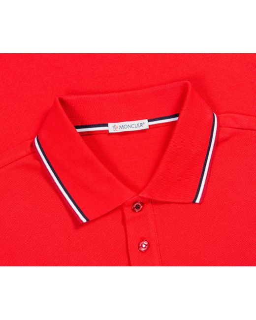 Moncler 'classic Chest Logo' Polo Red for Men - Lyst