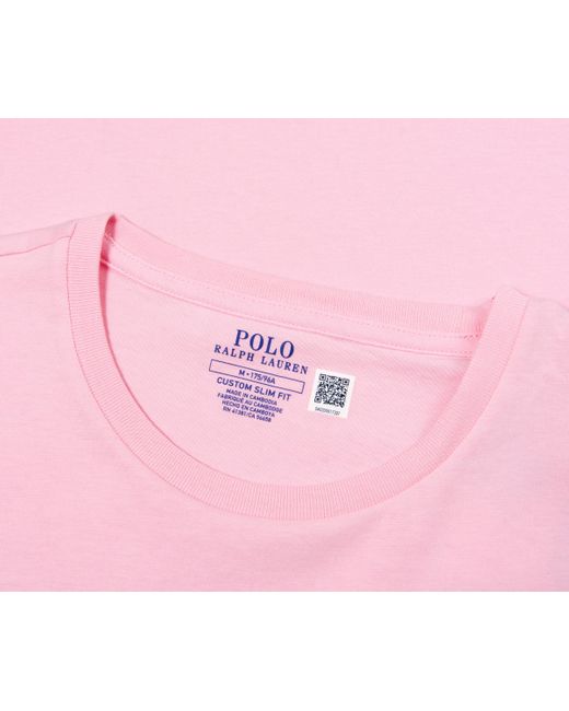 Polo Ralph Lauren Pink Custom Slim Fit Jersey Crewneck T-Shirt for men