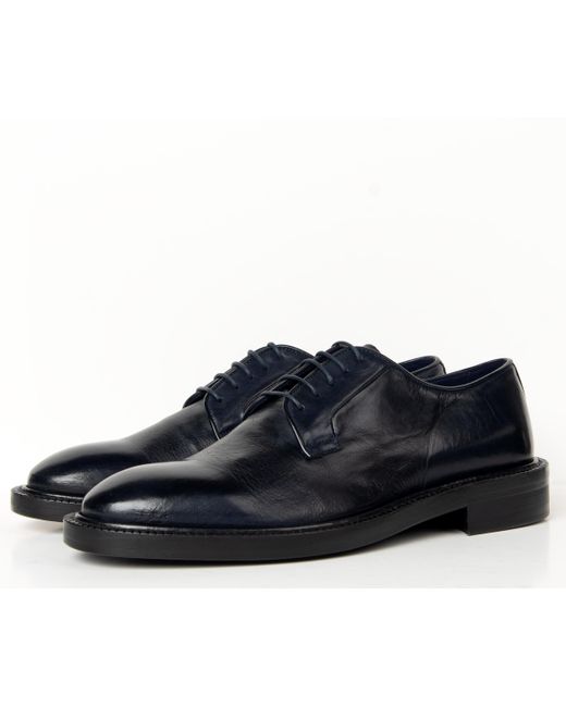 Paul Smith Blue Leather Derby Shoes Dark Navy for men