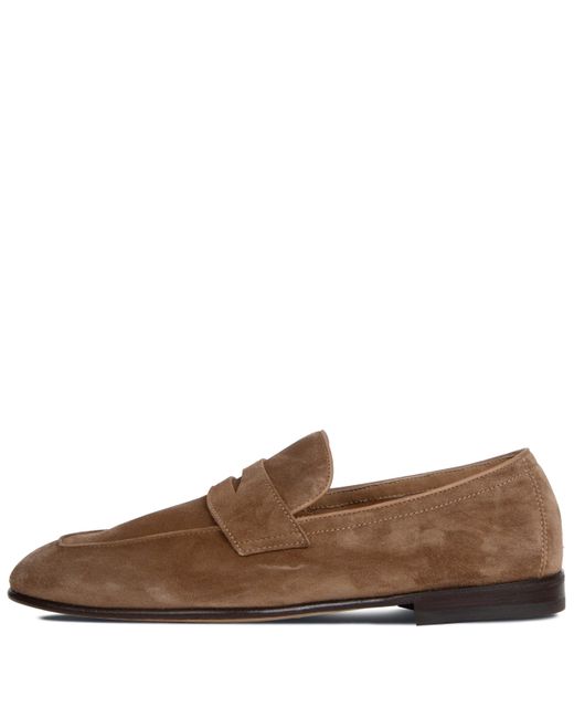 Brunello Cucinelli Brown Suede Penny Loafers for men