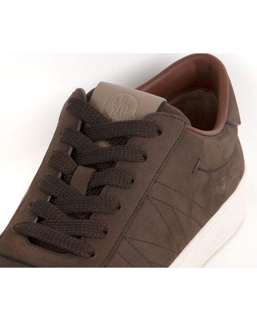 Moncler Brown Monclub Stitched Suede Trainer for men