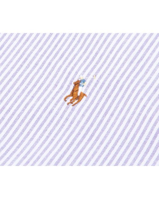 Polo Ralph Lauren Blue Striped Custom Fit Ls Shirt for men