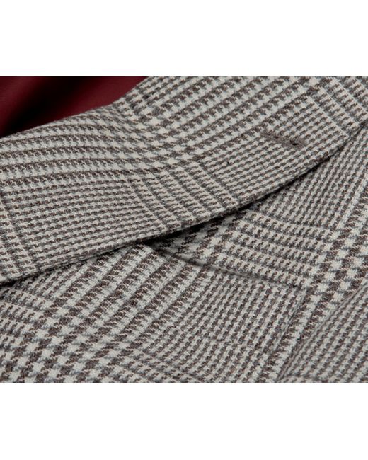 Brunello Cucinelli Db Prince Of Wales Checked Blazer Brown/off-white for men