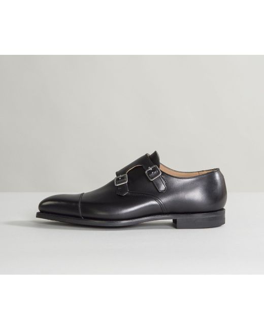 Crockett and Jones Blue 'Lowndes' Calf Leather Double Monk Shoes With 'City' Soles for men