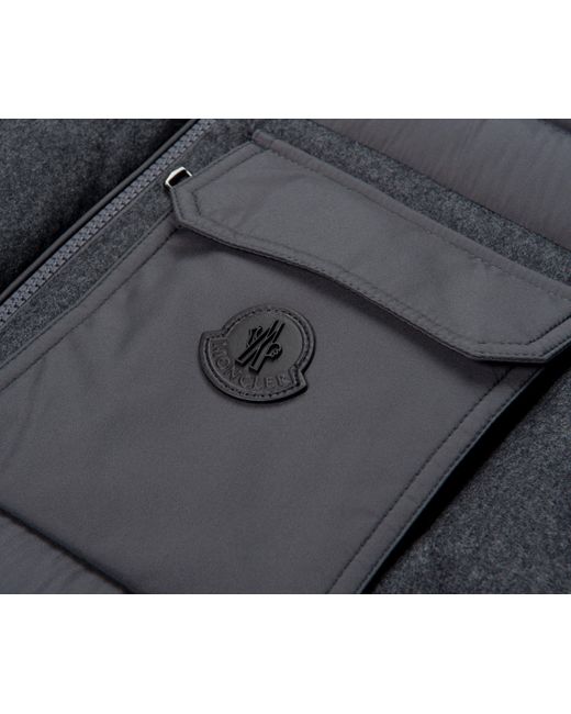 Moncler Blue Estagnour Wool Flannel Trim Gilet for men
