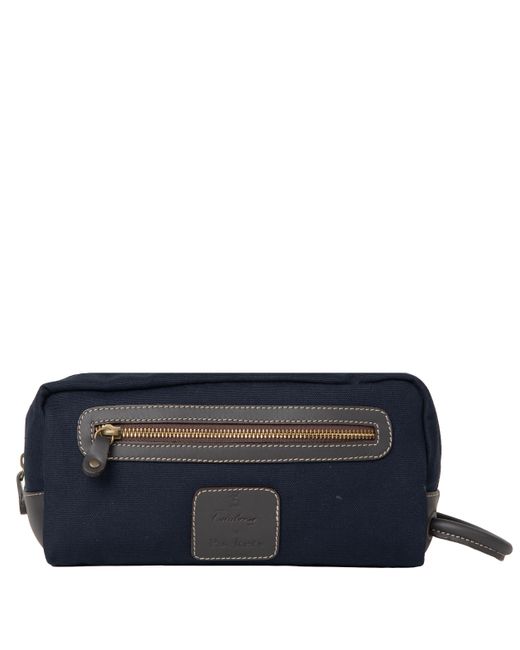 Pockets Blue Calabrese Canvas And Leather Washbag Navy for men