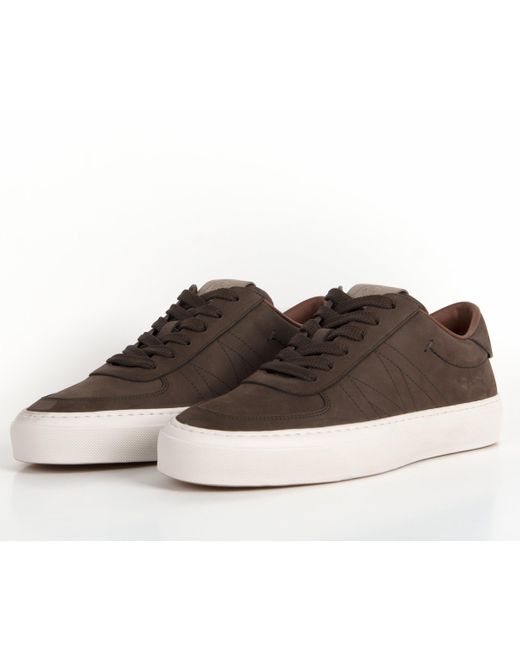 Moncler Brown Monclub Stitched Suede Trainer for men